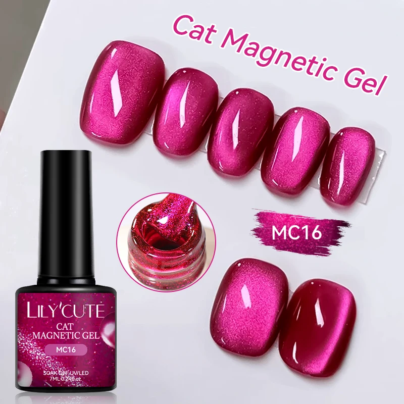 LILYCUTE 7ml chat rouge Gel magnétique vernis à ongles paillettes couverture complète vernis Semi Permanent UV/LED tremper les ongles Art