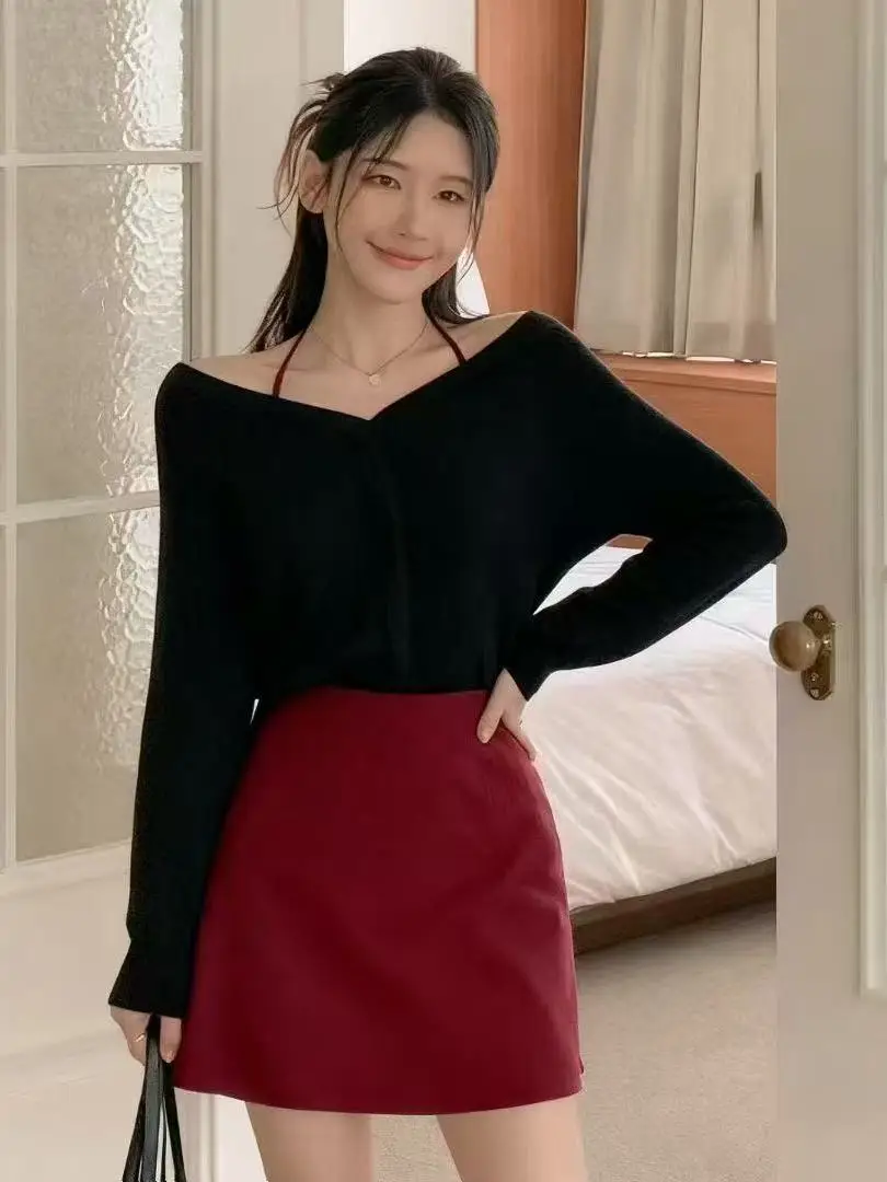 Chic V-Ne Knitwear Women's Faionable mat Design Hanging Ne Sweater Korean Sle Regular Fit Online Exclusive