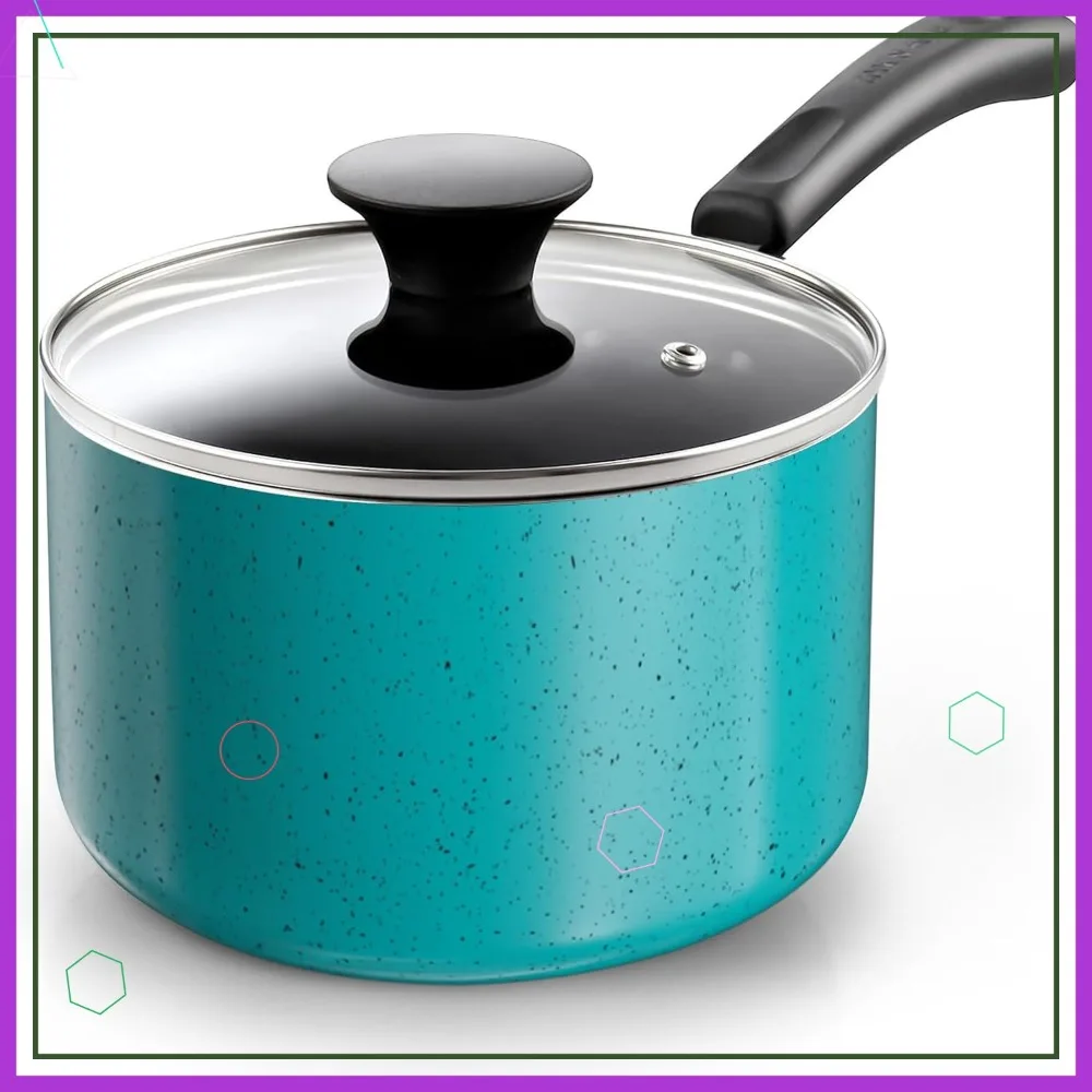 

3QT Non-Stick Saucepan with Glass Lid, Multi-Purpose Cooking Pot, Heat-Resistant Handle for Easy Home Meals