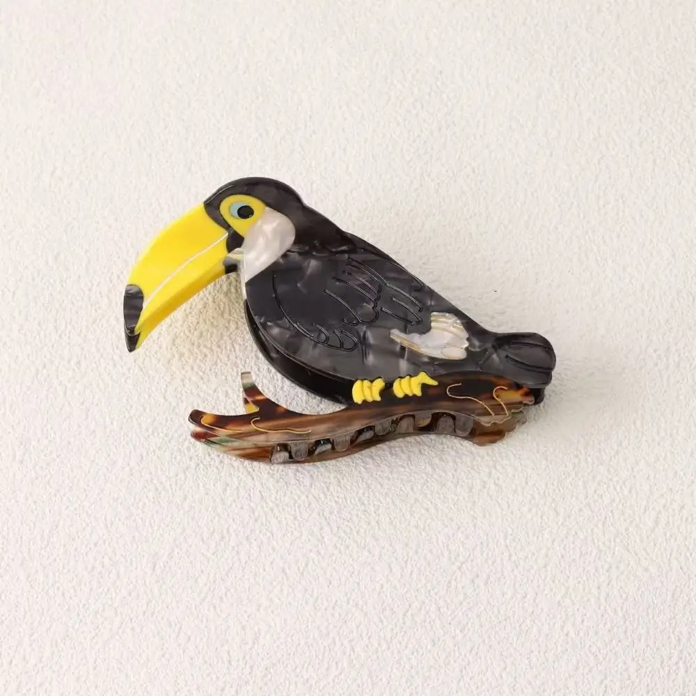 Sweet Cute Acetic Acid Hair Claw Grasp Crow Bird Hair Clip Headwear Woodpecker Cartoon Animal Shark Clip Daily