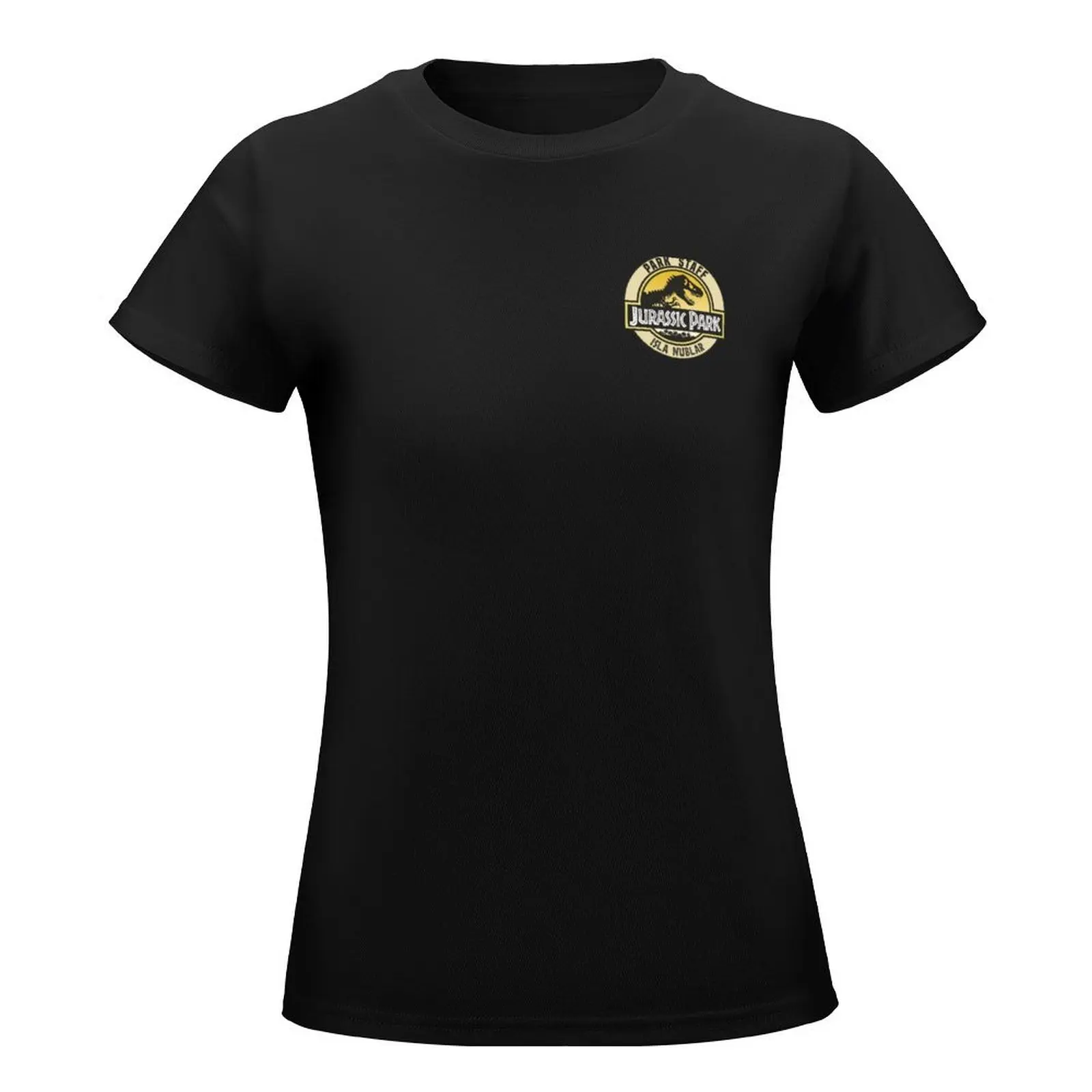 Jurassic Park Isla Nublar Retro Park Staff Dino Pocket Badge T-Shirt customs design your own sublime funny t shirts for Women