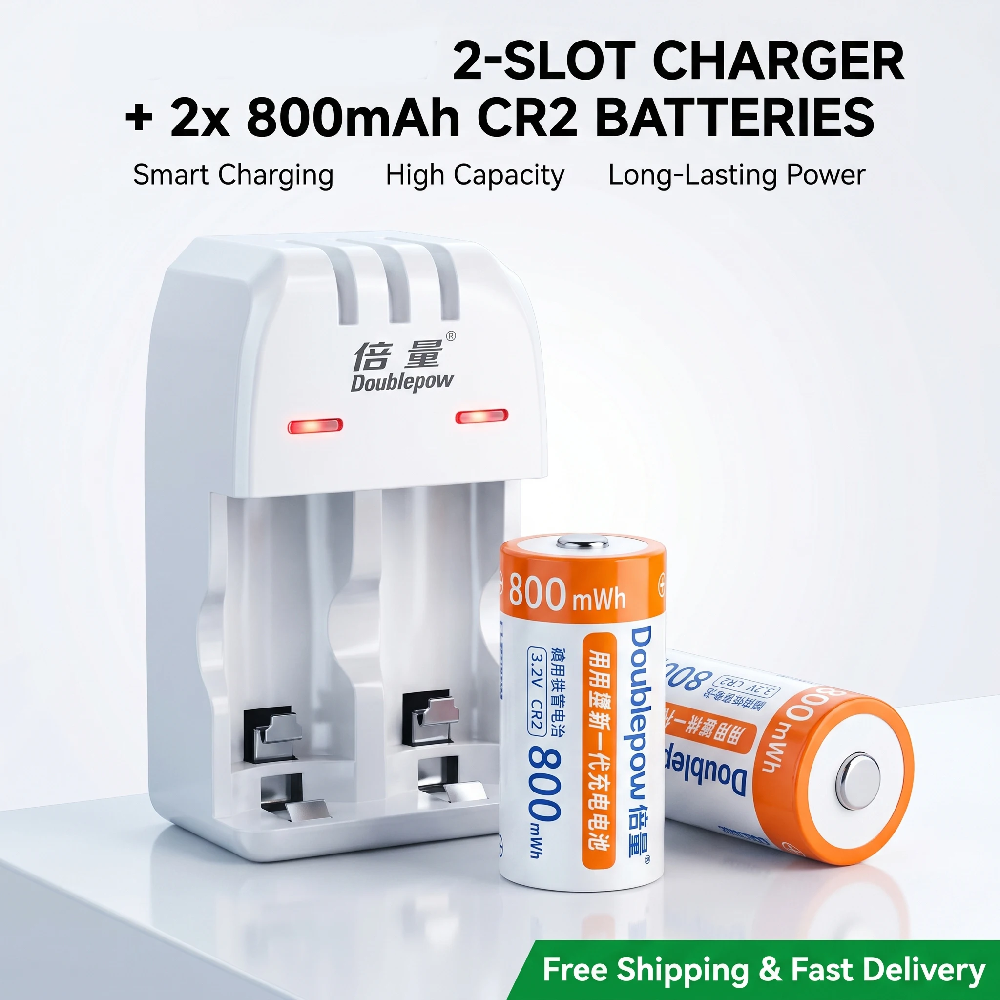 

Rechargeable CR2 Battery 800mWh 3.2V for Fujifilm Polaroid Camera, Multi-Purpose Charger for CR2 CR123A Lithium Ion Cells