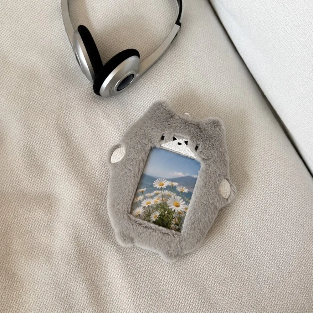 New Cute Cat Photocard Holder Picture Display Cow Cat Card Holder Gray Card Case Gifts