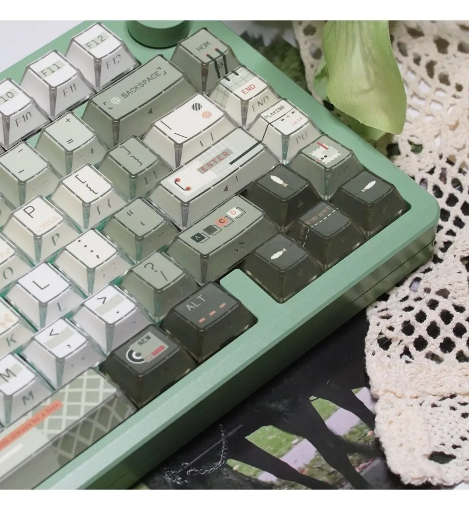 Keycap Personality Early spring keycaps Original folding light transmission PBT five-sided sublimation mechanical