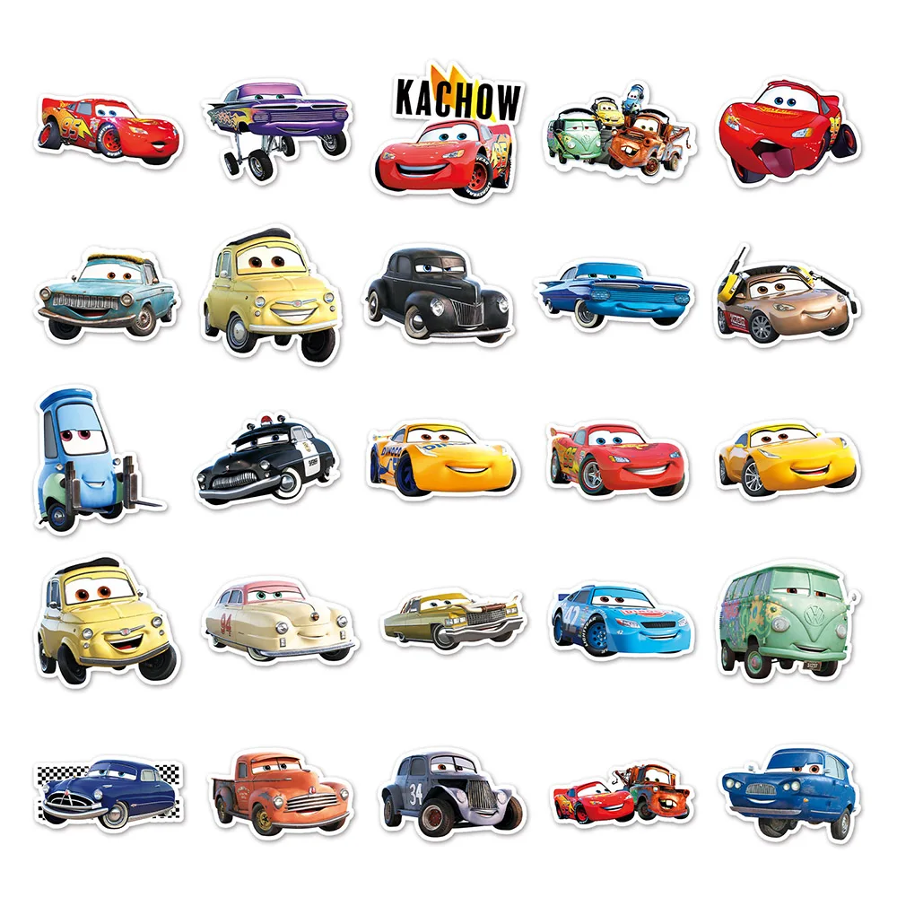 10/30/50pcs Disney Anime Cars Lightning McQueen Stickers Cute Cartoon Kids Decals Toy DIY Phone Water Bottle Skateboard Sticker