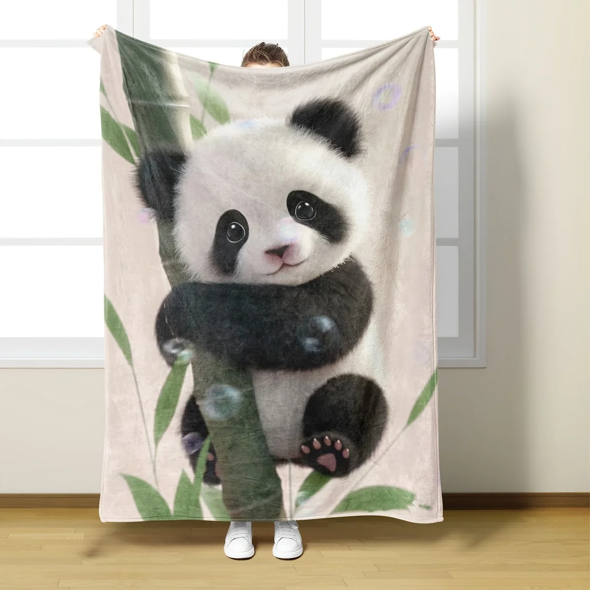 Popular Choice: Ultra-Soft Panda Kids Flannel Blanket – Versatile All-Season Throw for Bed, Sofa, Office, Car & Camping