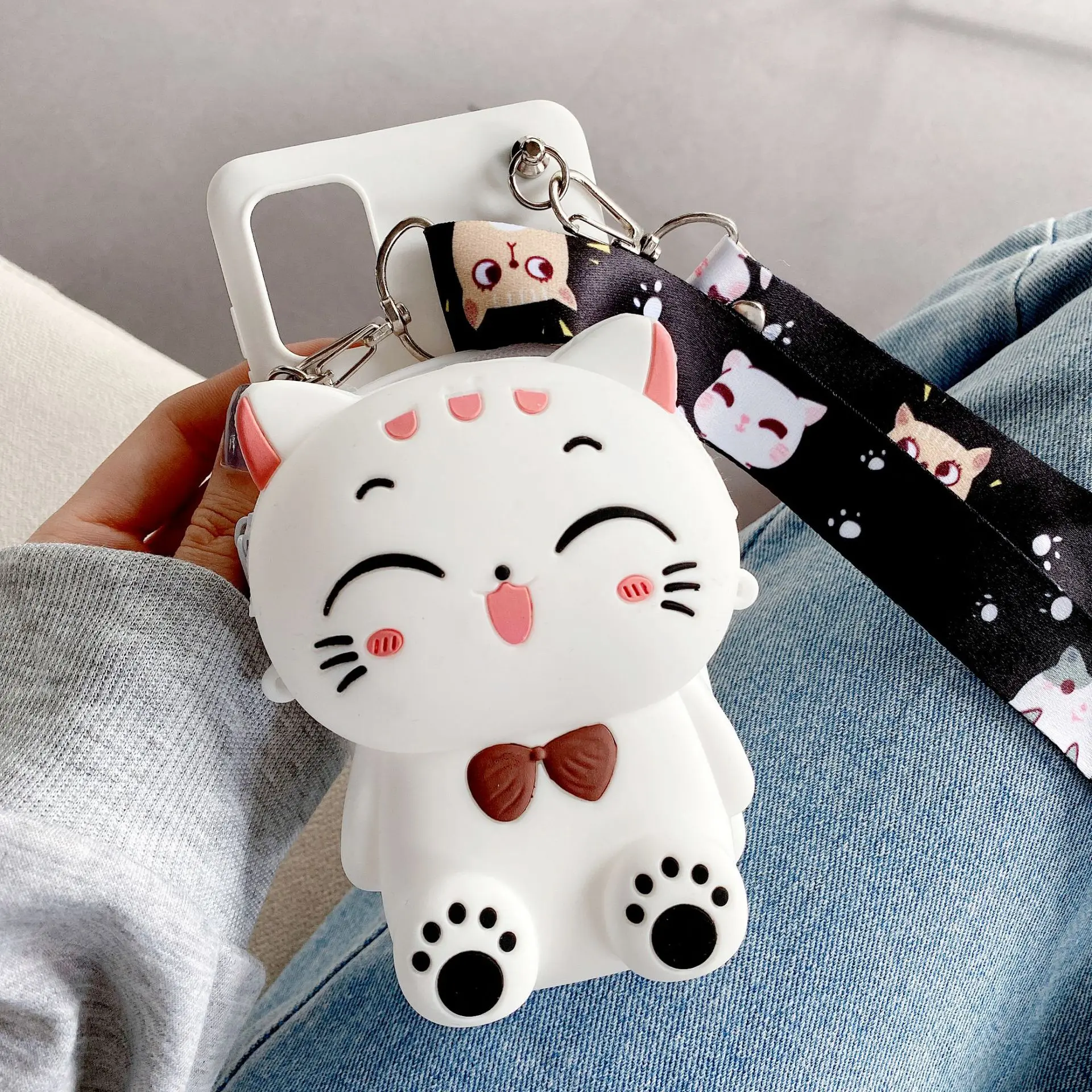 Cartoon Animal Coin Wallet Bag Case For Samsung Galaxy A5 2017 A6 A7 2019 A8 Plus A9 2018 S6 S7 Edge S8 Phone Cover With Lanyard