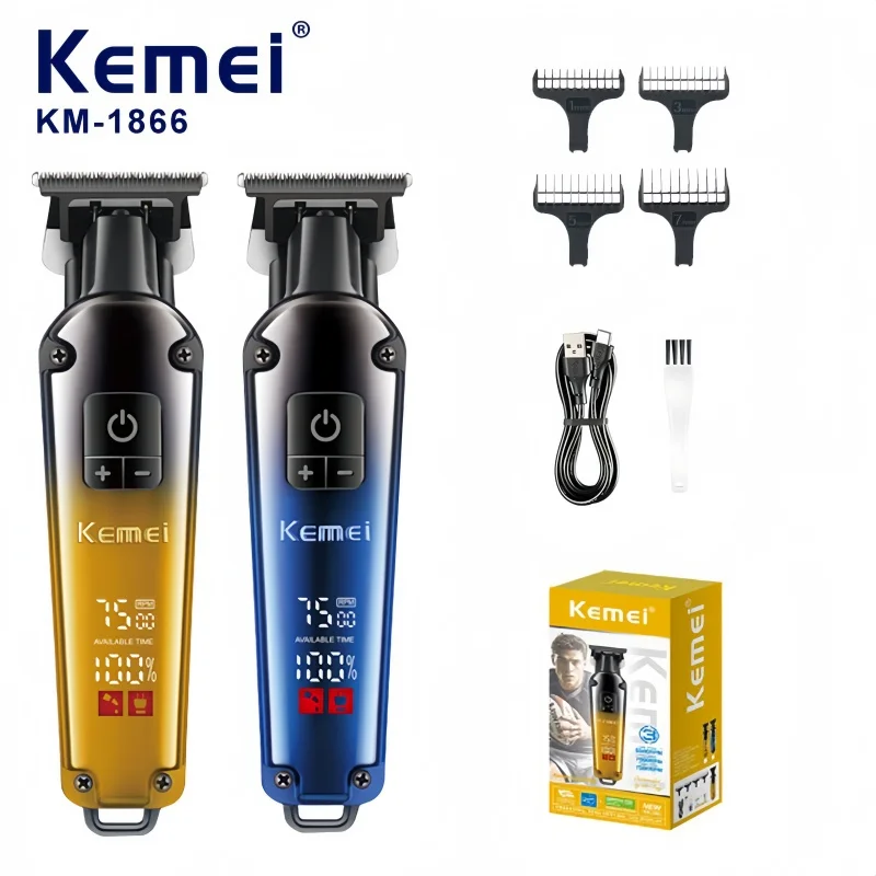 

Профессиональная машинка для стрижки Kemei KM-1866, машинка для стрижки волос салонного уровня, 3-скоростная регулировка (6500-7500 об/мин), триммер Kemei