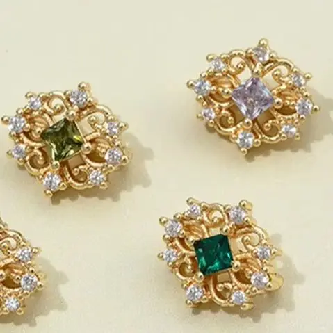 

14K Gold Lace Flower-Shaped Three-Row Clasp Beaded And Zircon Inlaid DIY Handcrafted Beaded Jewelry Accessory