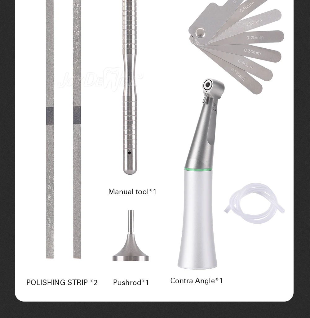 JOY DENTAL Dental 4:1 Reduction Interproximal Stripping Contra Angle Handstück mit 40HD Strip AZDENT – Detail 12