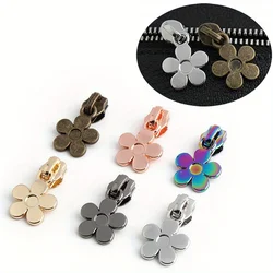 5PCS 5# nylon tooth zipper sewing handbag pocket flower shape zipper slider pendant alloy zipper puller leather clothes slider