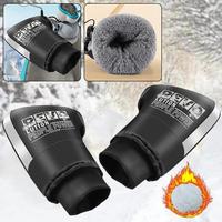 1 Pair Winter Motorcycle Snow And Waterproof Warm Handlebars Riding Gloves Velvet-lined Reflective Strip With Thickened Out S8U5