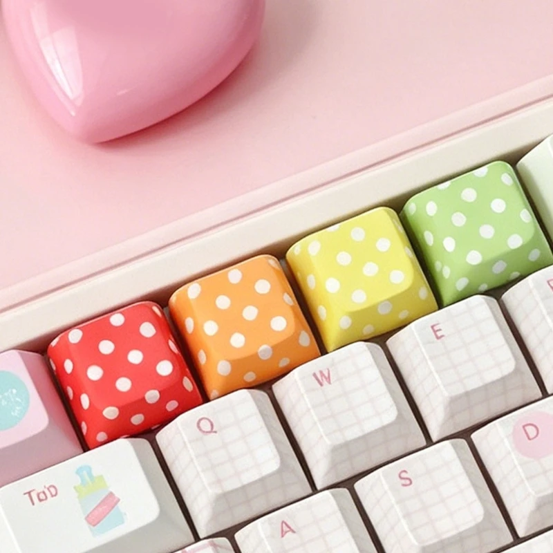 Gepunktetes Tastatur-Tastenkappen-Set für Schreibtisch-Styling, mechanische Tastaturen, Tastenkappen M76A – Detail 1