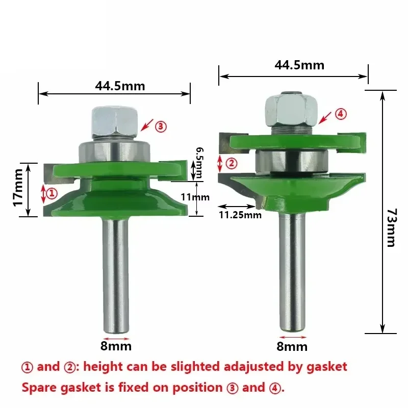 3PC/Set 8MM Shank Milling Cutter Wood Carving Door Panel Cabinet Tenon Router Bit Cabinet Rail & Stile Set Panel Raiser Ogee Bit