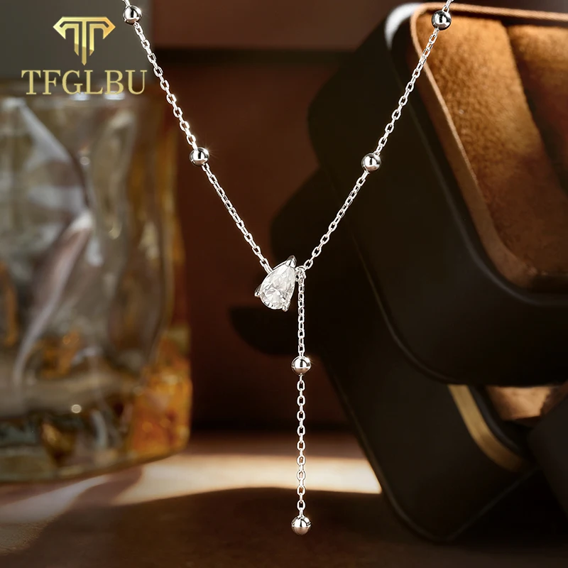 

TFGLBU 1/2/3ct Pear Cut Moissanite Necklace for Women Lab Diamond Female Pendant 100% 925 Sterling Silver Fine Jewelry Wholesale