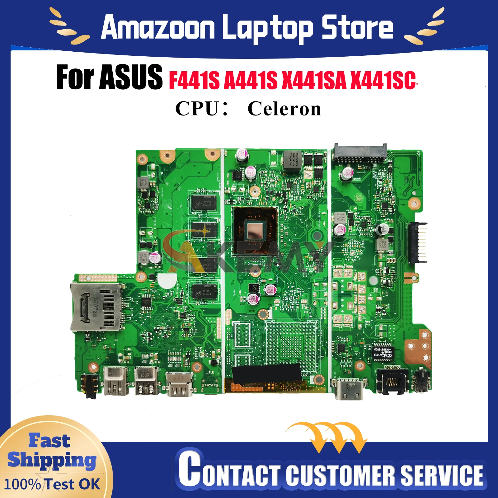 

X441SA Материнская плата для ноутбука ASUS VivoBook A441S X441S F441S X441SC X441SA Материнская плата с процессором Celeron 100% тестирование ОК быстрая доставка