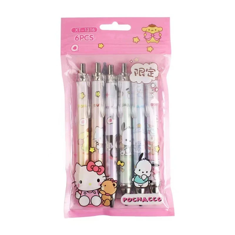 Sanrio 12-36pcs Gel Pen Cartoon Kuromi Hello Kitty Students Stationery Pens 0.5 Black Quick Drying School Kid Writing Office Pen