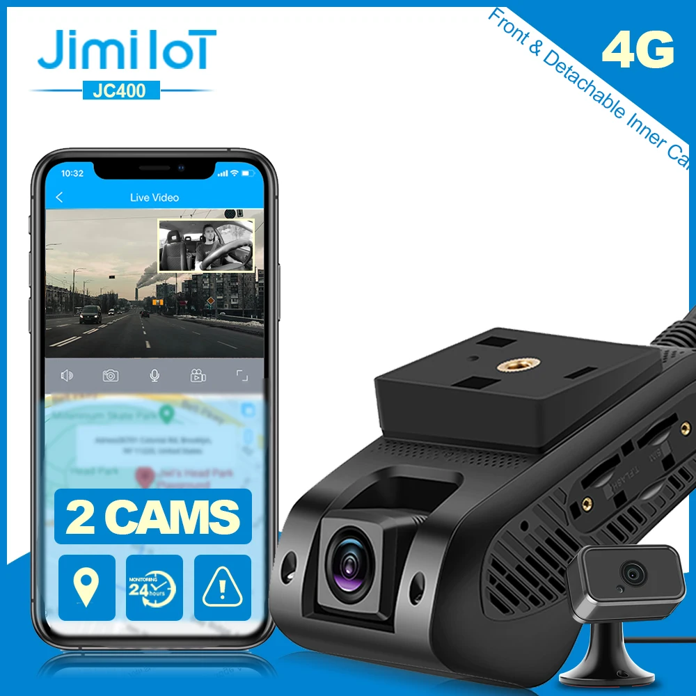 JIMIIOT Dash Camera Back And Front JC400 Driving Recorder Dual Live Video By Phone 4G Wifi Hotspot Vehicle Cam Built GPS Car DVR