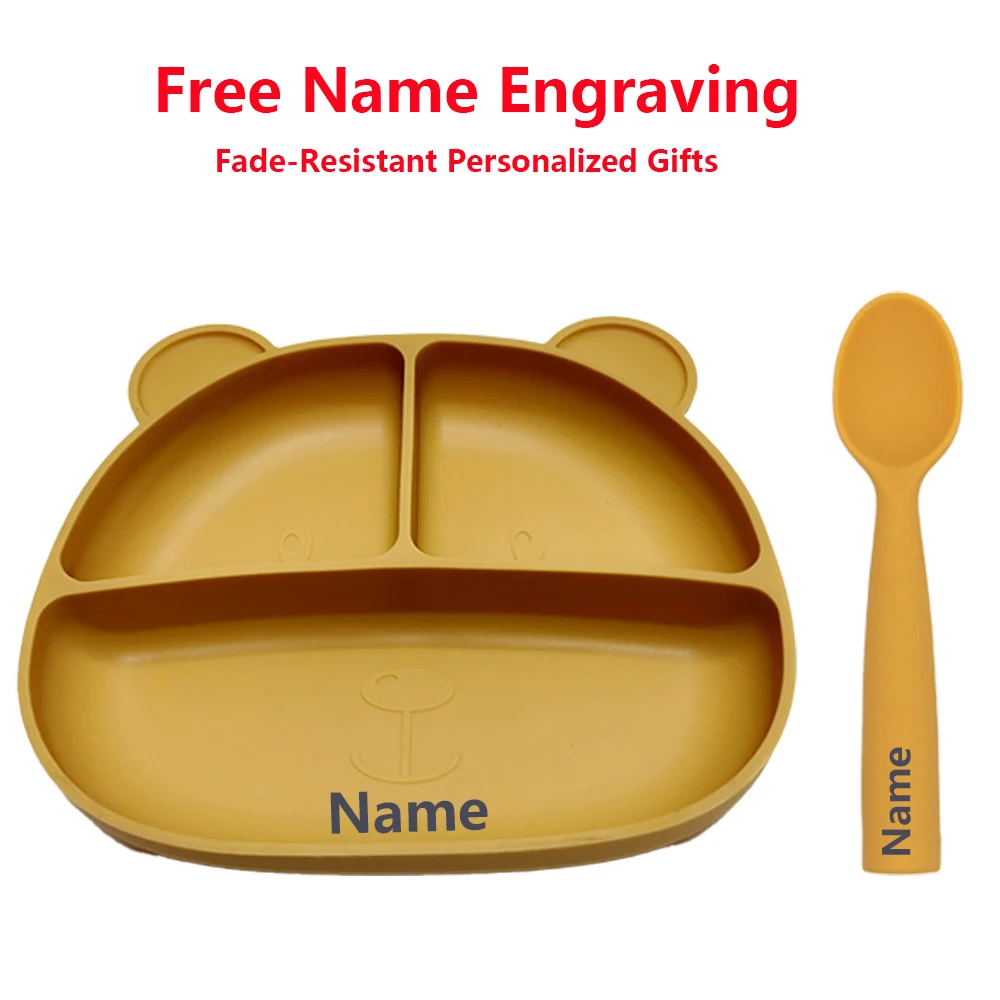 

Silicone Tableware Set - Waterproof & Easy to Clean - Free Name Engraving Creative Baby Custom Gifts