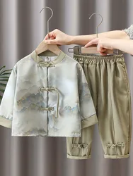 2-12 year old Hanfu children's spring clothing set, Chinese style Guoxue Tang suit, boys and girls set  chinese dresses