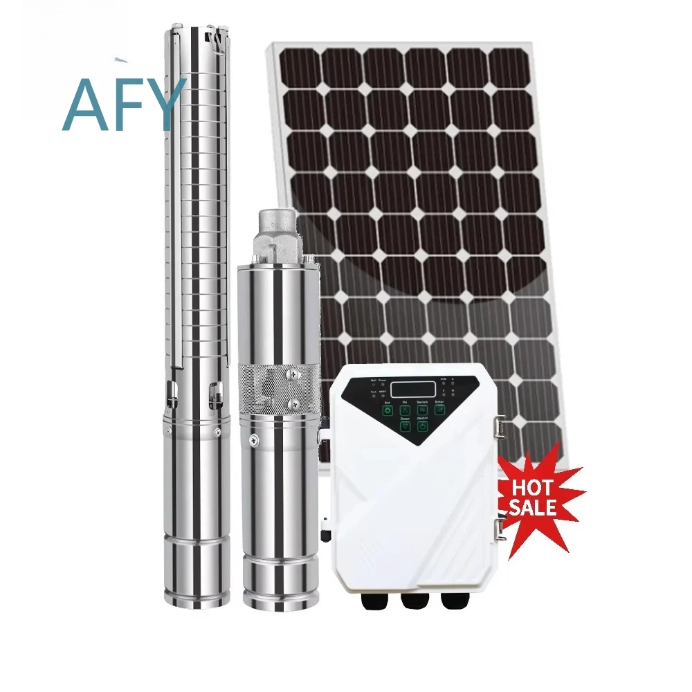 Deep Well Hybrid AC DC Solar Water Submersible Pump for Water Well Drilling Irrigation Farming Agriculture Home Use Off Grid