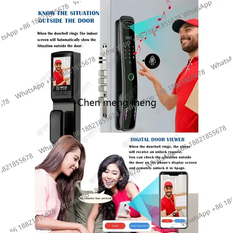 

Умный дверной замок с распознаванием лиц 3D, управлением через приложение APP или Tuya App, разблокировка по отпечатку пальца, ключ-карте, NFC, телефону.