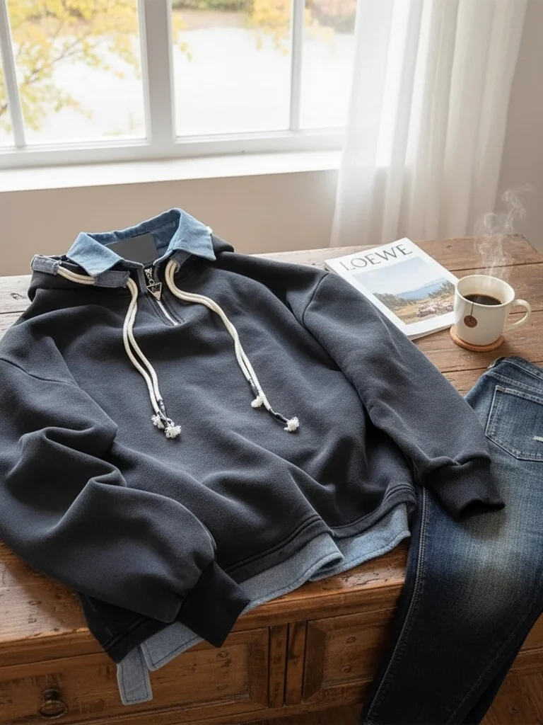 

Retro Fce Hoodie Sweatirt Street Sle Loose Fit Zipper Design Spor Casual Autumn Winter Women's Faion Outerwear