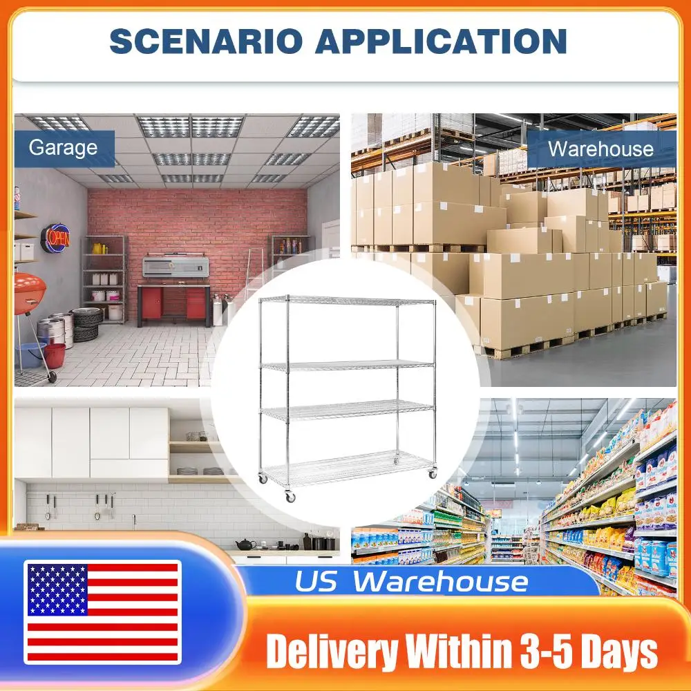 

5-ярусный стеллаж-органайзер 180x152x61 см, каждая полка выдерживает 250 кг, напольный стеллаж для складов, шкафов, кухни, школы