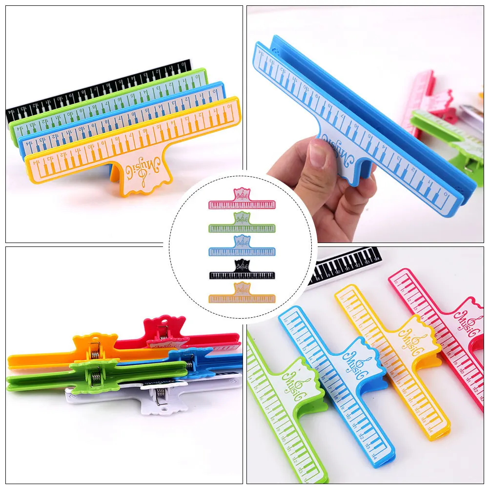 5 قطعة مقاطع كتاب البيانو ورقة بلاستيكية حامل الموسيقى لصفحة الكتاب تثبيت المشبك ملحقات الآلات الموسيقية مشبك النتيجة #3