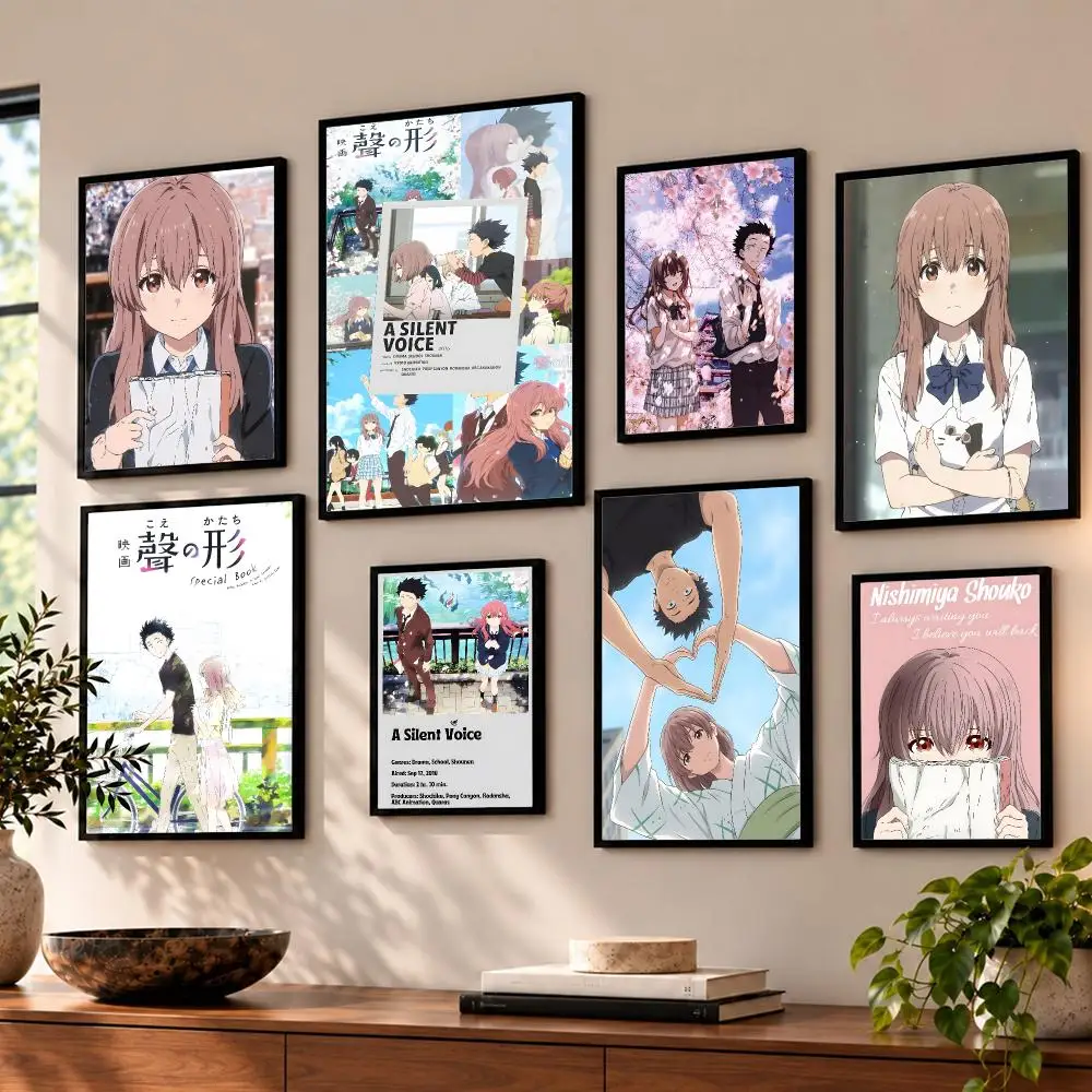 anime A Silent Voice Poster Poster HD Self Adhesive Waterproof Wall Art Print Bedroom Living Room Decor Gift