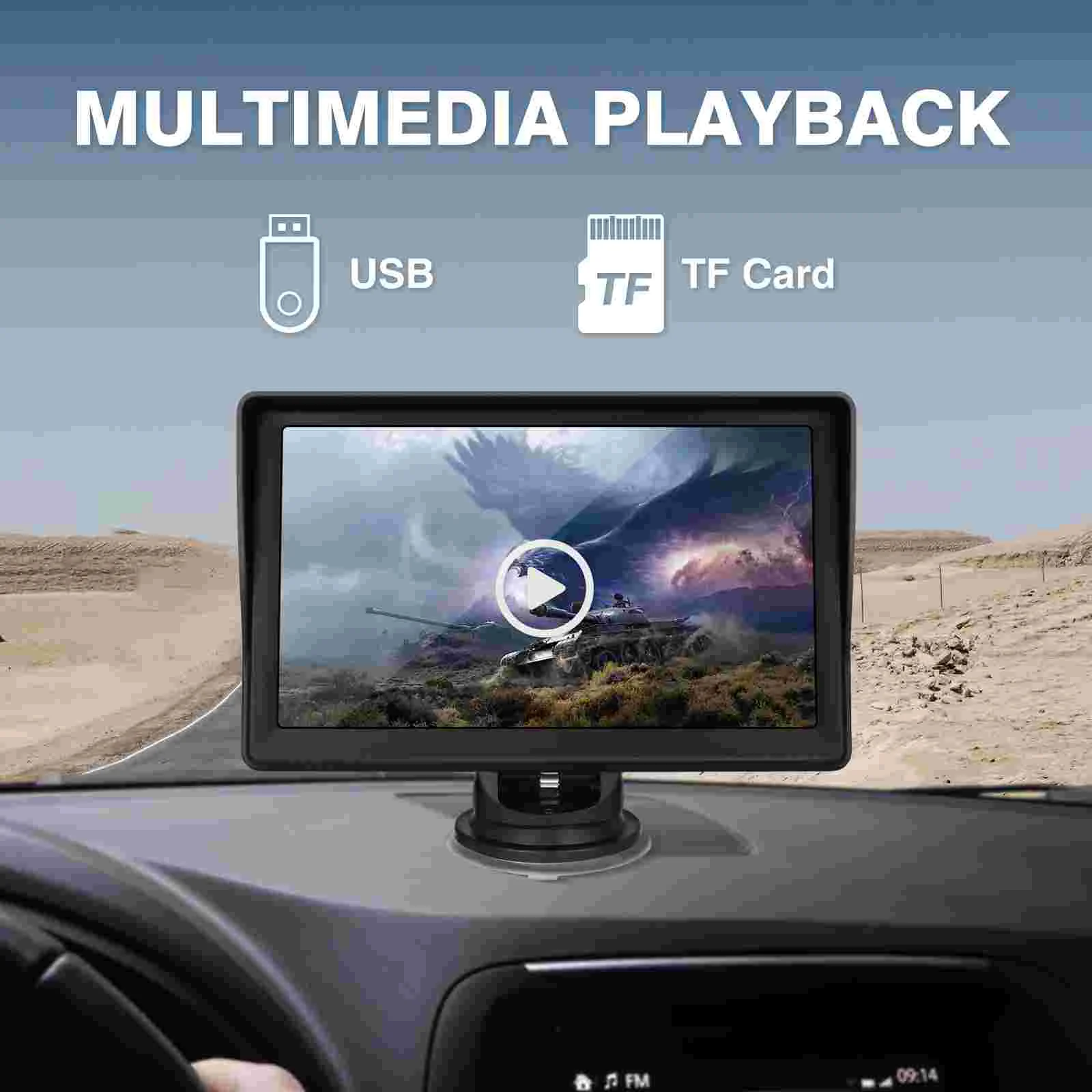 7 Inch Portable Wireless Carplay Mp5 Player Screen Vehicle Back Up Camera Stereo Receiver Electronic