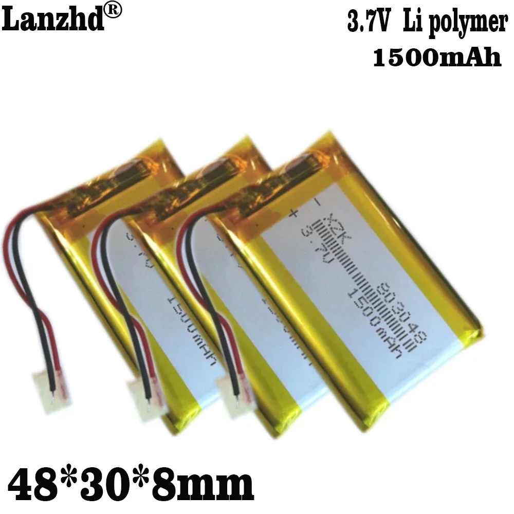 1-12pcs 803048 Li Polymer 3.7V 1500mAh Li-po li ion Battery For Audio hand warmer treasure LED lamp beauty instrument 083048