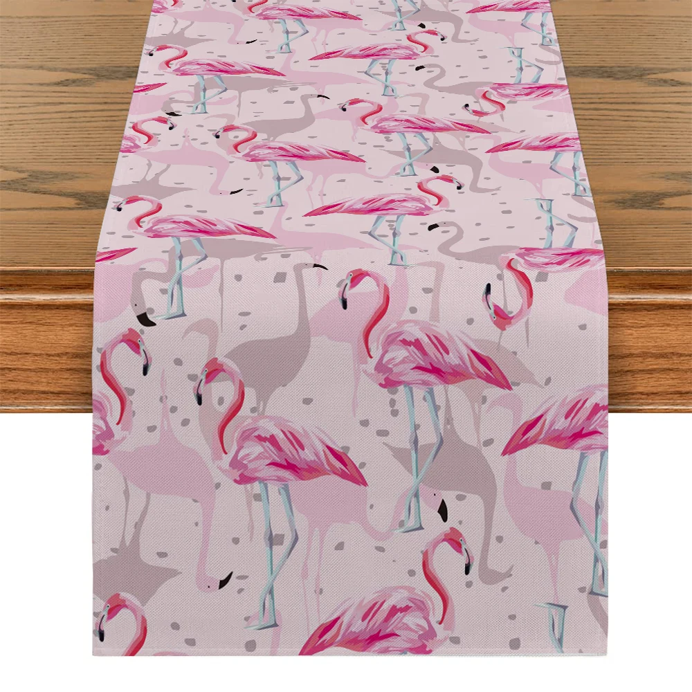 

Flamingo Tropical Plant Table Runners Party Table Decor Farmhouse Dining Table Runner Decorations Washable Dining Long Cloth