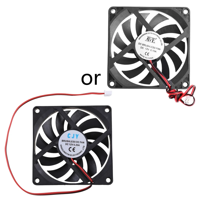 12V 2-Pin 80x80x10mm PC Computer CPU System Heatsink Brushless Cooling Fan 8010 Desktop PC Chassis Radiator Cooler Fans