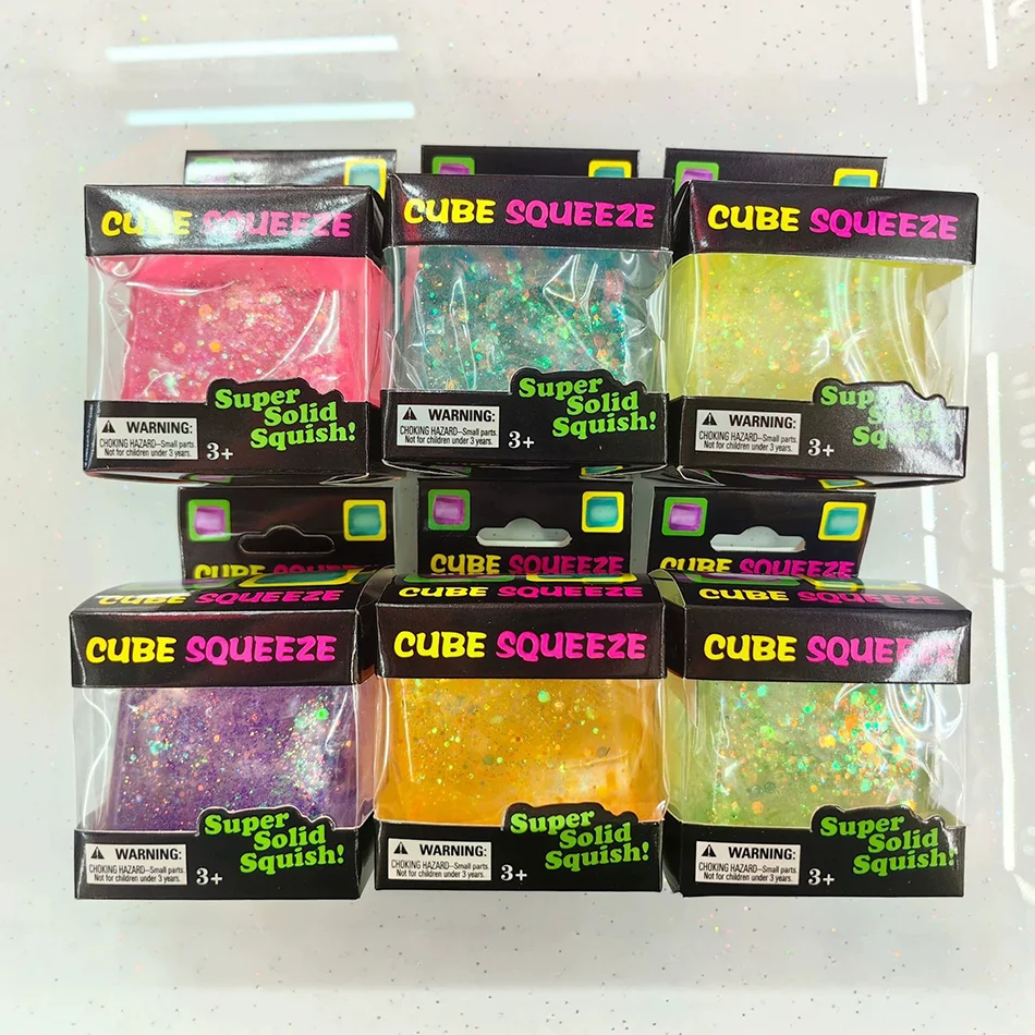 Flash Soft and Glutinous Sensory Stress-relief Toy Cube Filled with Gel Stretchable Ball Soft Ice blind box Slow Rebound Gift