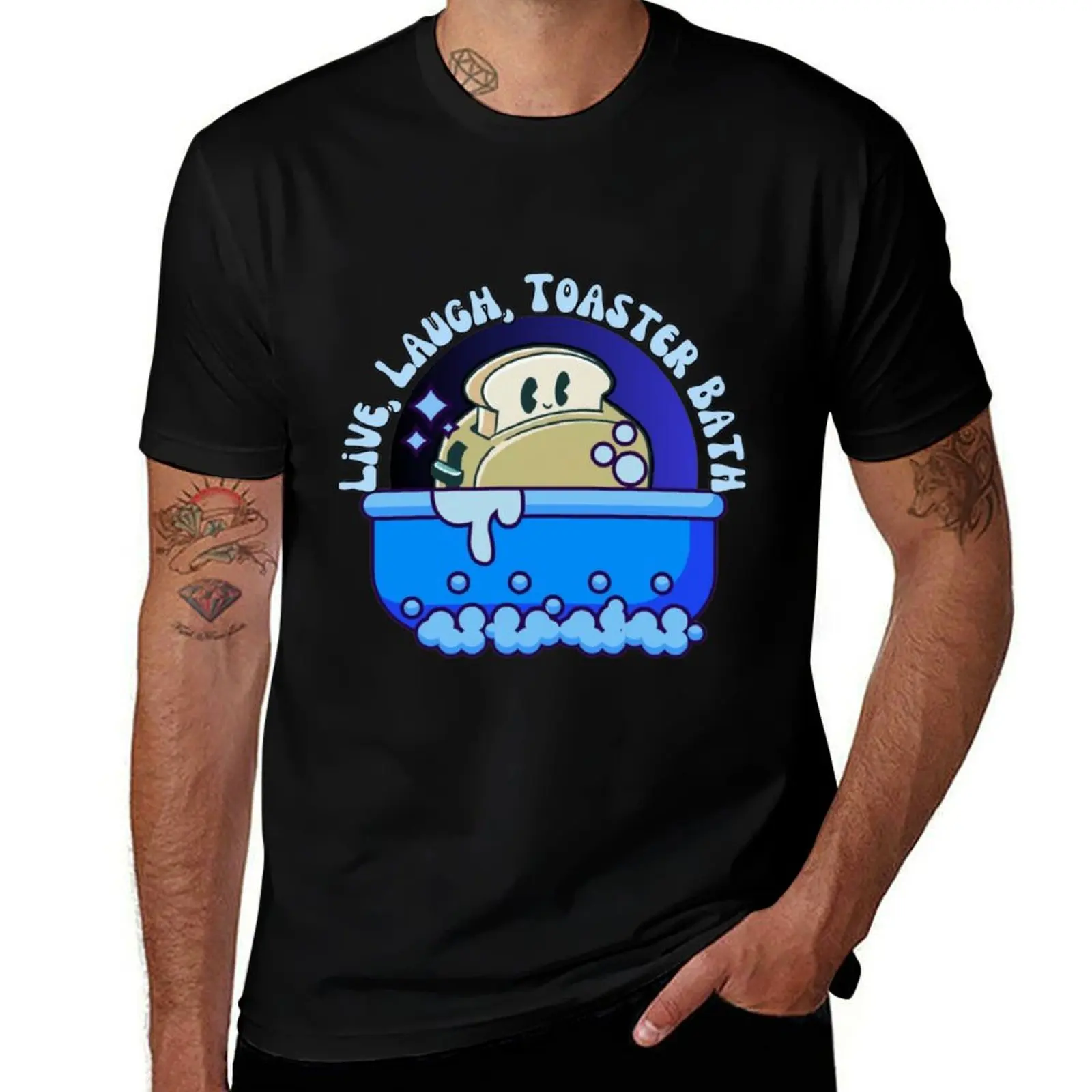 

Live, Laugh, Toaster Bath - Cool Blue Print T-Shirt tees summer 2025 blacks men graphic t shirts