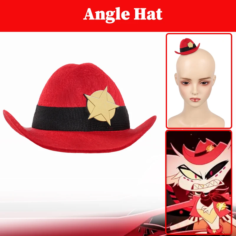 فندق 2 TV الجحيم نزل الملاك الغبار قبعة صغيرة تأثيري حلي الدعائم الأحمر القبعات قبعة أغطية الرأس مجموعة الإناث تمويه هالوين الإكسسوار