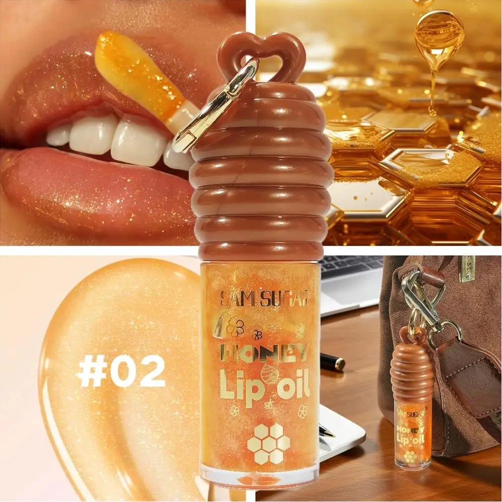 زيت شفاه مملوء بالعسل، ملمع شفاه مغذي وإصلاح للشفاه الجافة، يقلل خطوط الشفاه مع لمعان طبيعي، شفاه زجاجية غير لزجة