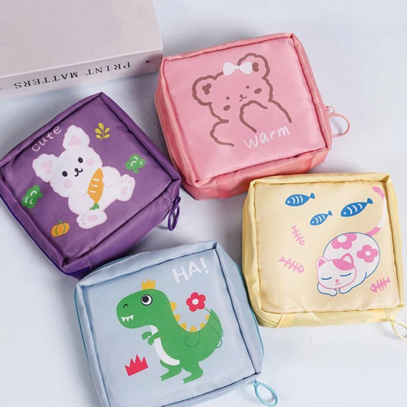 Cute Bear Sanitary Pads Pouch Tampon Napkin Storage Bag Coin Purse Bag Travel Makeup Lipstick Lovely Data Cables Organizer Bag