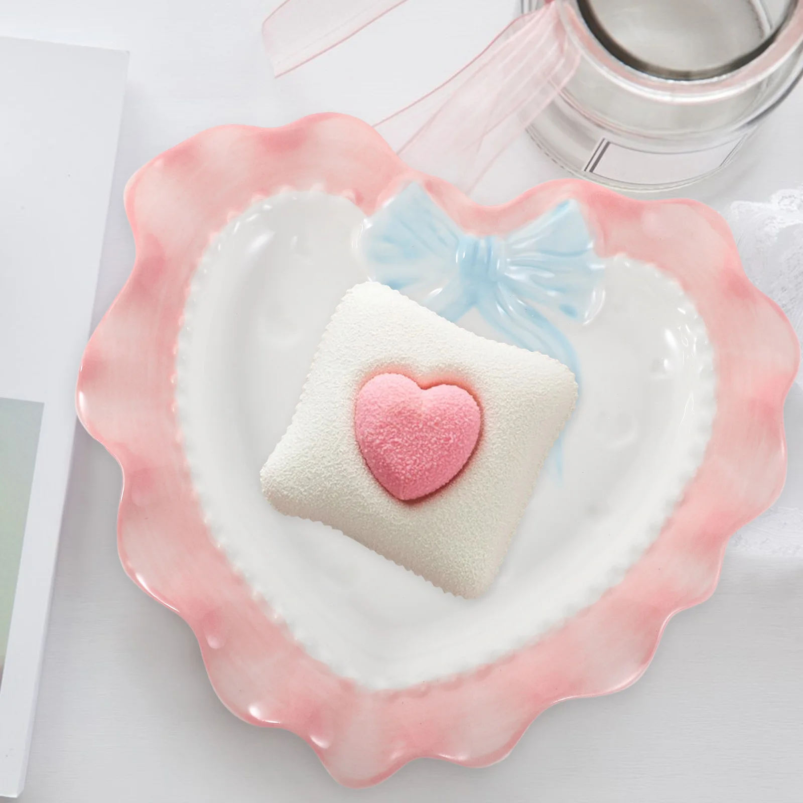

Creative Ceramic Heart Serving Platter Decorative Dish For Desserts Cakes Fruits Snacks Valentine'S Day Wedding Party