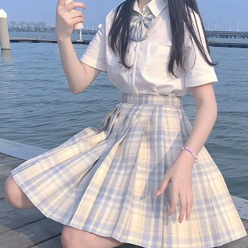 

plus Size JK Uniform Set Short Sleeve Women's Two-Piece Set Summer Pleated Skirt College Style Versatile Sweet Japanese Style