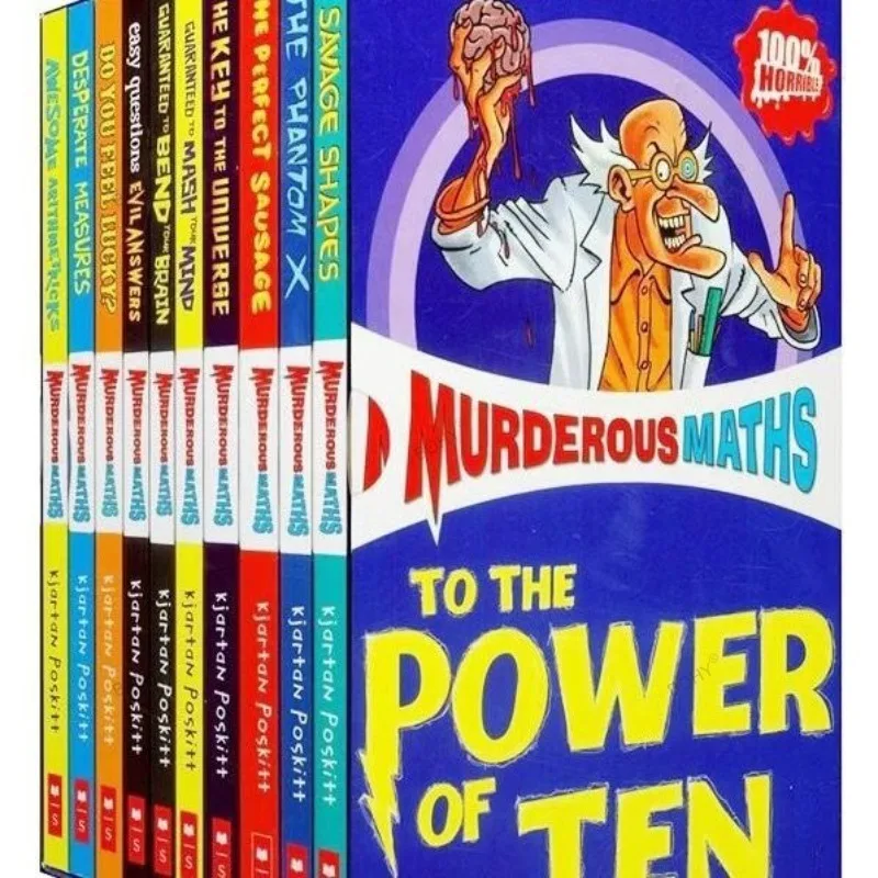 10PCS/Set Horrible Murderous Maths Kids Collection Library Children's Elementary Educational English Book With Comic