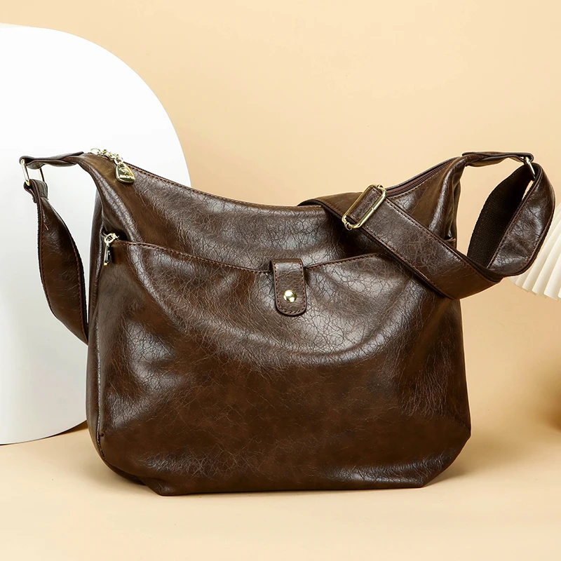 New Large Capacity Commuter Casual Slant Crossbody Bag Single Shoulder Dumpling Bag Vintage Style Crossbody Bags for Leisure Sac