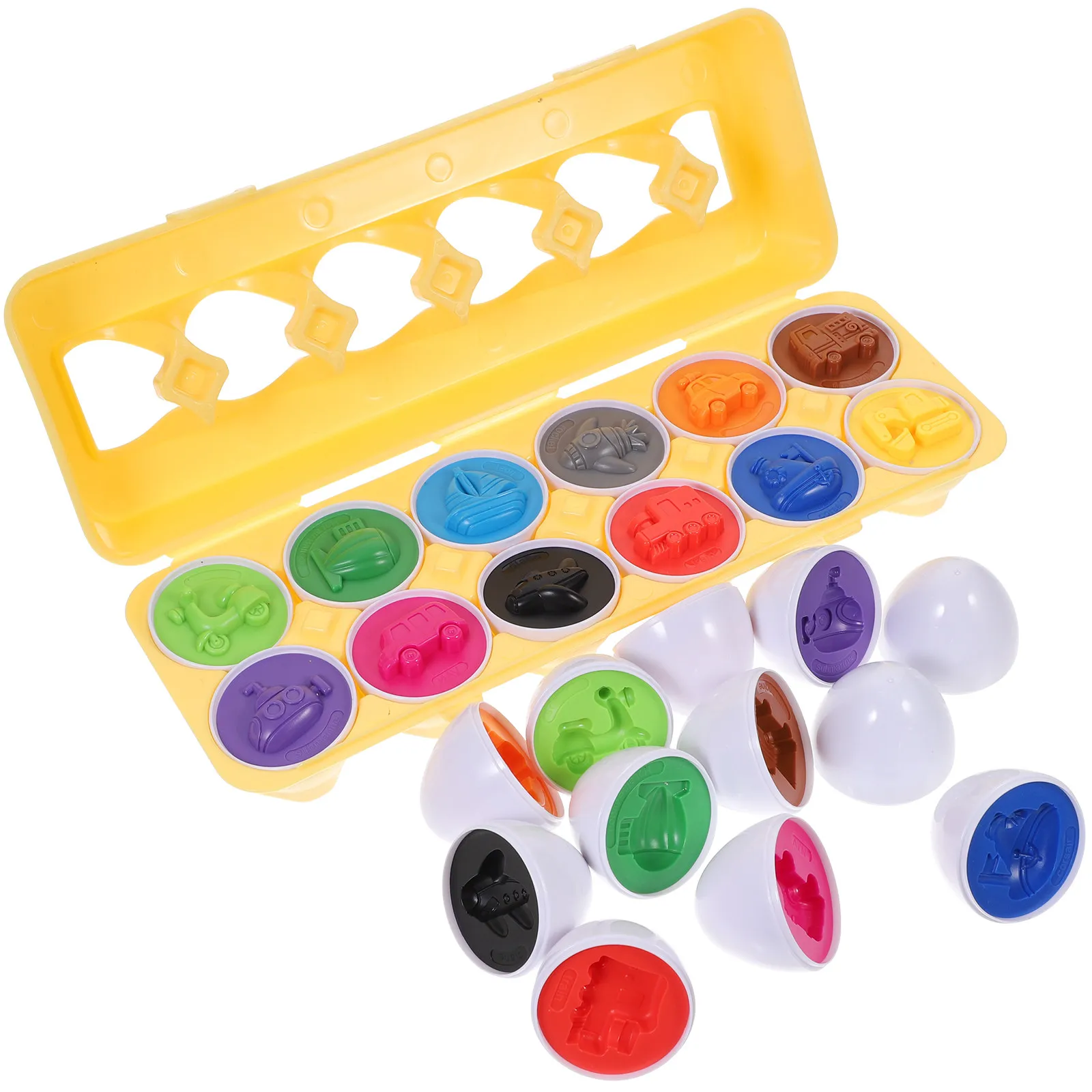 1Set Vehicle Matching Eggs Early Educational Color Recognition Learning Game for Kids Matching Eggs Egg Toys for Toddlers 1-3