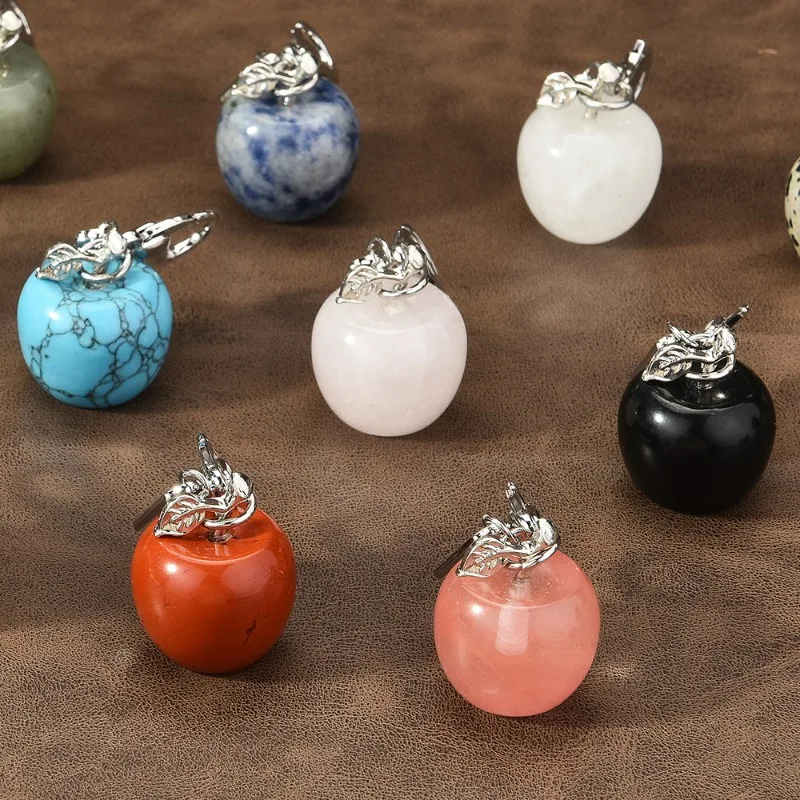 Nuovissimi ciondoli di mela a 12 colori in giada di cristallo naturale e ciondoli per borse, vigilia di Natale multicolore e regali di Natale