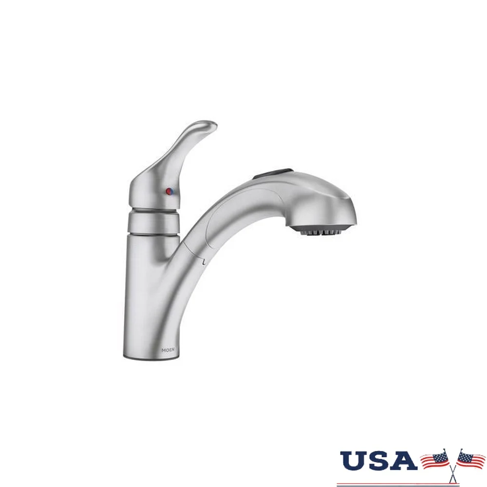 

Выдвижной кухонный смеситель из нержавеющей стали с одной ручкой Duralock, быстрое подключение, технология очистки, простая установка, совместимость с ADA