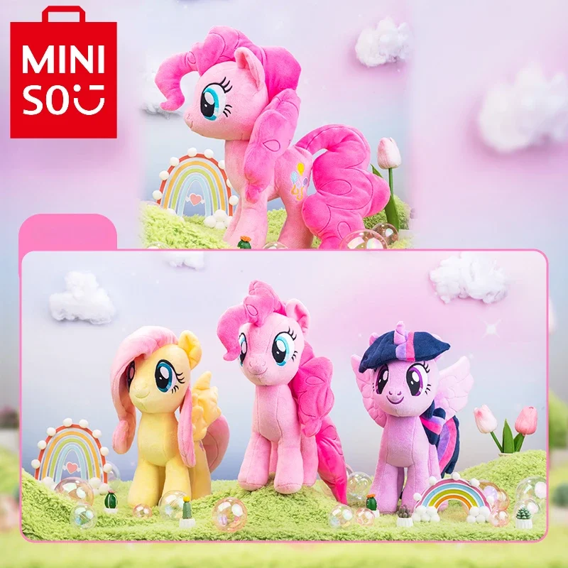 MINISO-My Little Pony Butter Anime Peluche, Twilight, Rotterdam, KLE, Fluttershy, Pinkie Pie Cartoon, Ornement doux, Jouet Kawaii, Cadeau d'anniversaire pour enfant