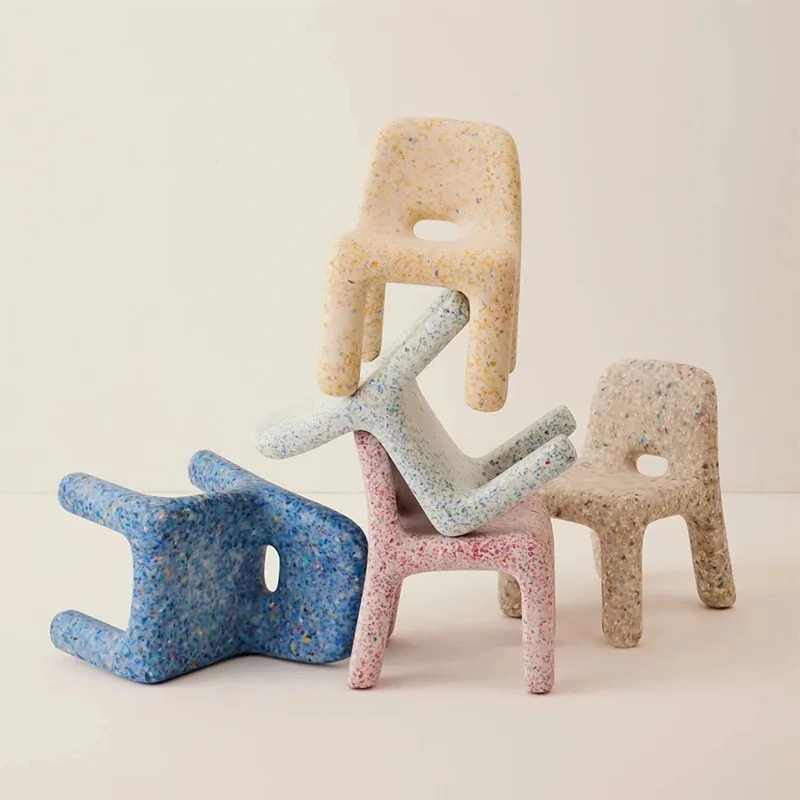 Nordic Art Polka Dot Back Chair, Creative Simple Color Cute Cartoon Leisure Stool, Shoe Changing Stool