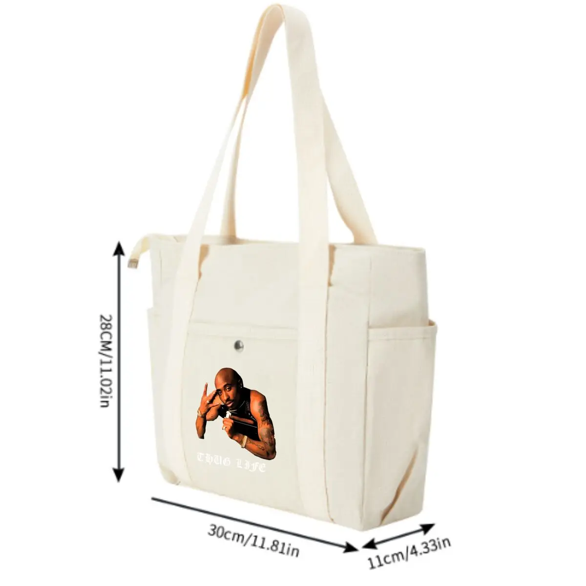 Tupac Shakur Artwork Style Canvas Bag Women's Leisure Work Crossbody