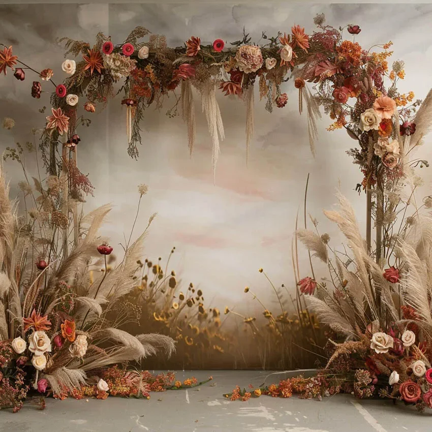 Mehofond 사진 배경 보호 팜파 아치 꽃 벽, 성인 생일 결혼식 출산 초상화 장식 배경, 사진 스튜디오